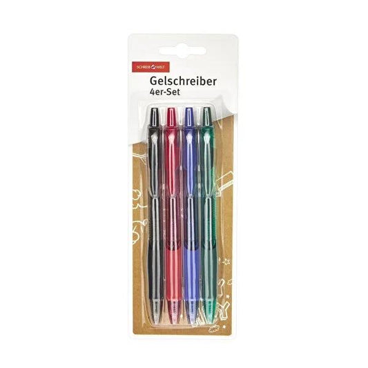 Schreibwelt 4-Pack Gel Pens - Assorted Colors, Non-Slip Grip, Smooth Writing Experience
