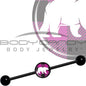 14G Pink Black Plaid Polar Bear Black Industrial Barbell 37mm