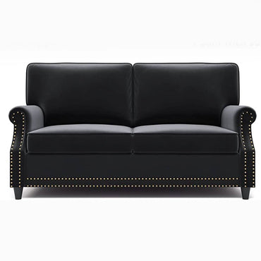 Velvet Roll Up Arm Chair Loveseat with Nail Head
