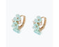 Mint Blossom Hoop Earrings with Crystal Accents