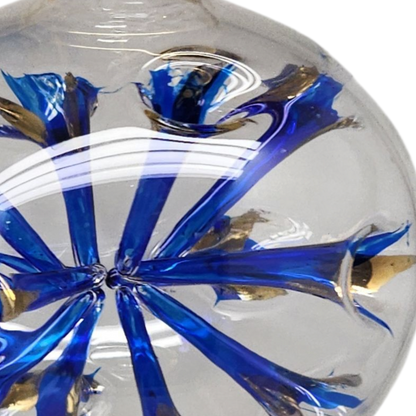 Blown Glass Pierced Starburst Ornament - Blue