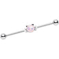 14G White Faux Opal Kitty Cat Whiskers Industrial Barbell 38mm