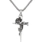 Vintage-Inspired Men's Titanium Steel Pendant Necklace - Unique Keel Chain Design with Cross and Rose Accents