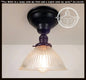 Vintage Factory Holophane Glass With Exposed Socket Light