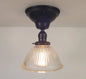 Vintage Factory Holophane Glass With Exposed Socket Light
