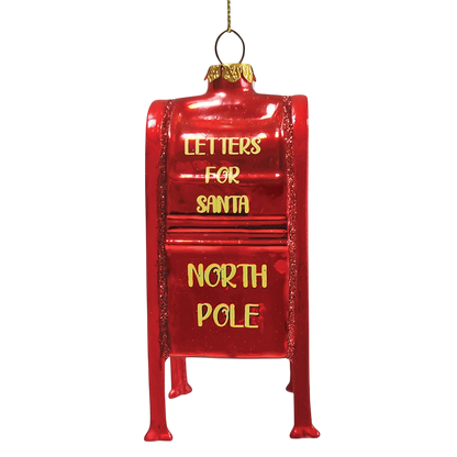 Letters For Santa Mailbox Glass Christmas Ornament