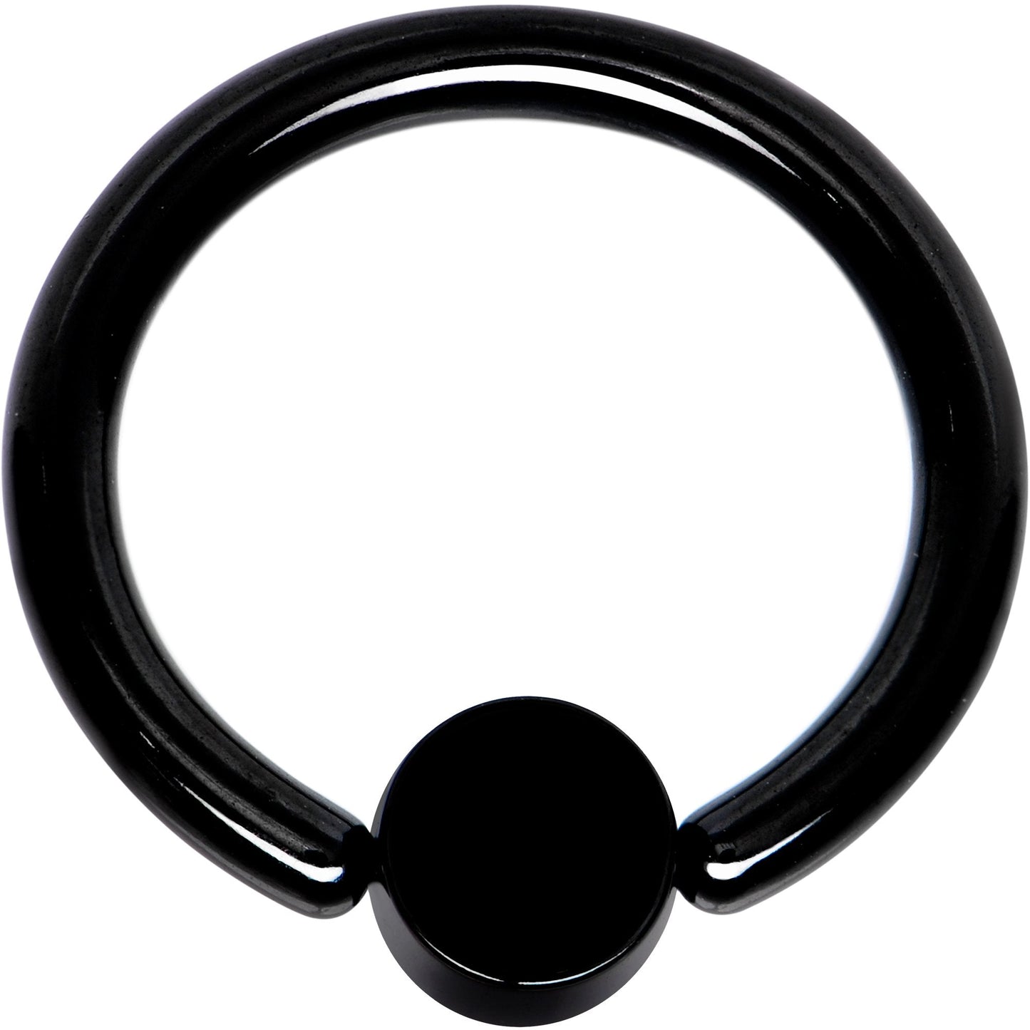 12G 1/2 Clear Gem 5mm Disc Black BCR Captive Ring