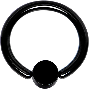 12G 1/2 Clear Gem 5mm Disc Black BCR Captive Ring