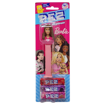 Pez Barbie Dispenser with 3 Candy rolls - Brown Hair Barbie