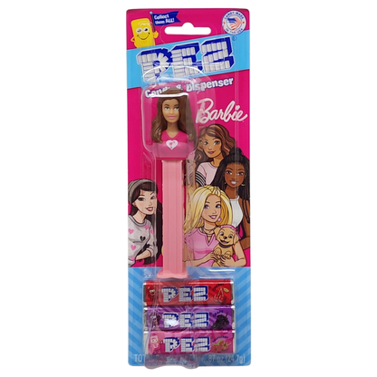 Pez Barbie Dispenser with 3 Candy rolls - Brown Hair Barbie