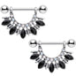 White Faux Opal Black Gem Deco Dash Nipple Shield Set