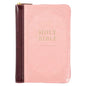 KJV Holy Bible, Compact Faux Leather Red Letter Edition - Ribbon Marker, King James Version, Pink/Burgundy, Zipper Closure - Leather