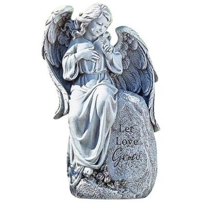 Seated Angel Garden Statue - 12 Inches Tall