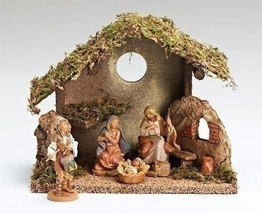 Figure Set With Italian Stable - Fontanini - 5"