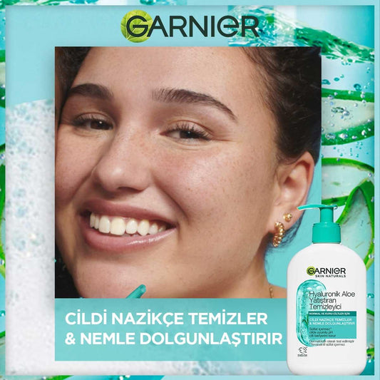 Garnier Hyaluronic Aloe Vera Facial Cleanser: Hydrating, Soothing Vegan Face Wash for Sensitive Skin - Sulfate-Free, 8.45 fl oz