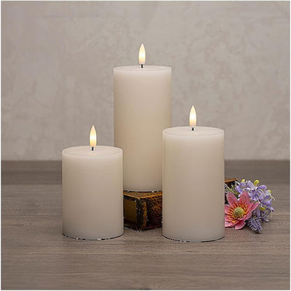 FlameWick Ivory Wax Pillar Candle Set