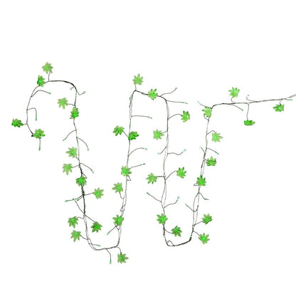 72-Light Green Fairy Micro LED Cannabis Leaf Cluster Garland
