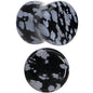 00G Obsidian Snowflake Natural Stone Saddle Plug Set