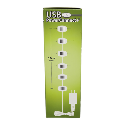 USB Power Extension Cord+ With White Wire and 12 Ports