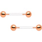 Clear Bioplast Barbell Rose Gold Tone Push In Ball Nipple Ring Set