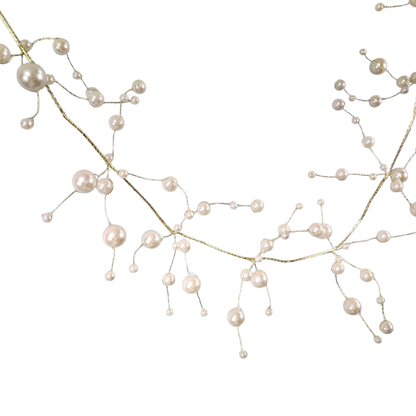 Pearl Beads With Gold Wire Garland - 5 Foot