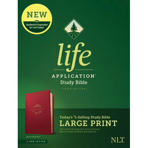 NLT Life Application Study Bible, Third Edition, Large Print (Red Letter, Leatherlike, Berry) - Imitation Leather