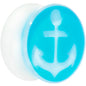 Clear Acrylic Double Flare Turquoise Blue Anchor Saddle Plug Set 6mm to 20mm