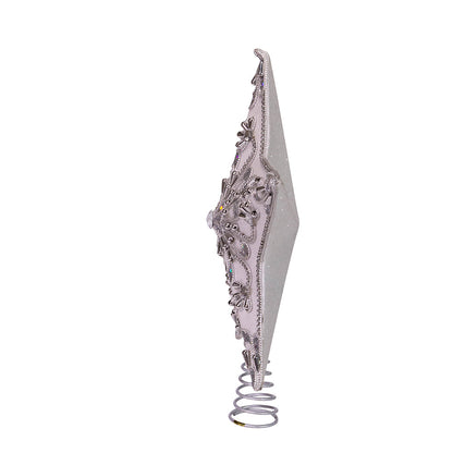 White and Silver Star Treetop - 13 Inch