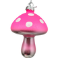 Pink Glow-In-The-Dark Glass Mushroom Ornament