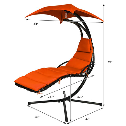 Hanging Stand Chaise Lounger Swing Chair with Pillow