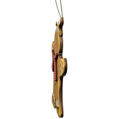 Pepper's Joyful Dance: Hand-Painted Plywood Ornament