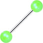 Matte Iridescent Neon Green 6mm Acrylic Ball Barbell Tongue Ring