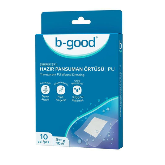 b-good Waterproof Wound Dressing - Hypoallergenic, Breathable, Transparent Polyurethane (Pack of 10)
