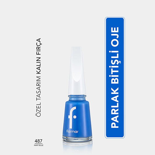 Flormar Navy Blue Nail Polish: High Pigment, Long Lasting, Chip Resistant - Magnesium, Calcium & Sulfur Enriched for Strong, Shiny Nails