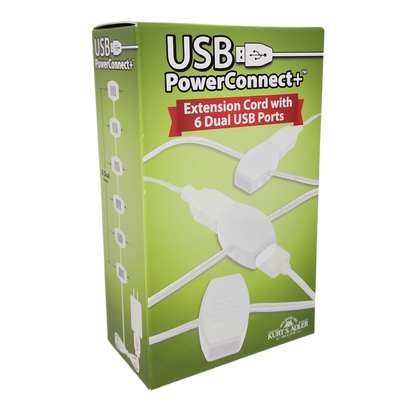 USB Power Extension Cord+ With White Wire and 12 Ports