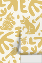 Abstract Animales Wallpaper, white and yellow