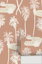 Palm Oasis Wallpaper, terra cotta and white