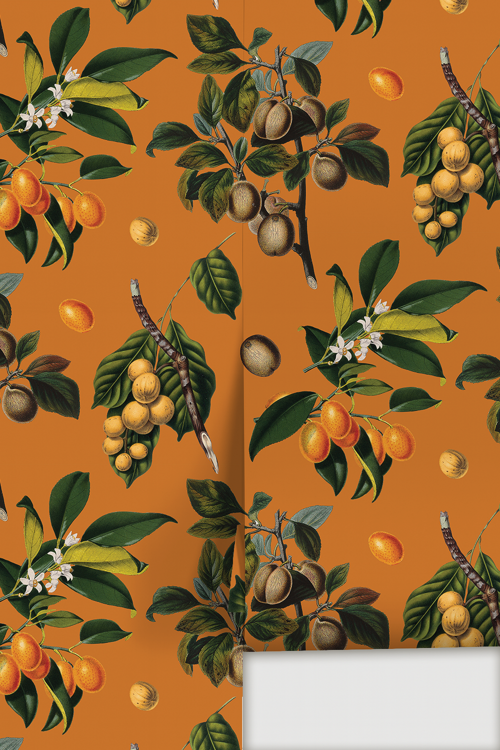 Vintage Orchard Wallpaper, orange