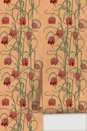 Campanas Wallpaper, peach and rust