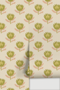 King Protea Wallpaper, tan and olive