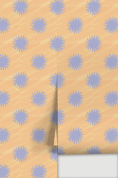 Sol Wallpaper, peach and lavender