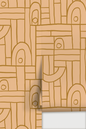 Deco Tile Wallpaper, peach and mustard