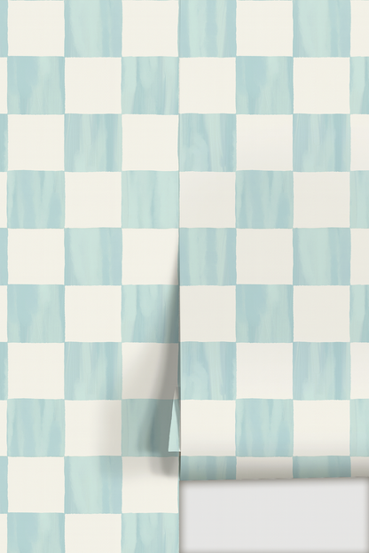 Checkers Wallpaper, light blue