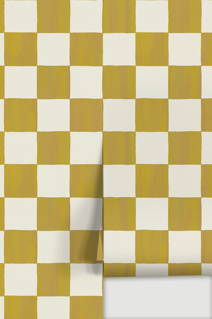 Checkers Wallpaper, mustard
