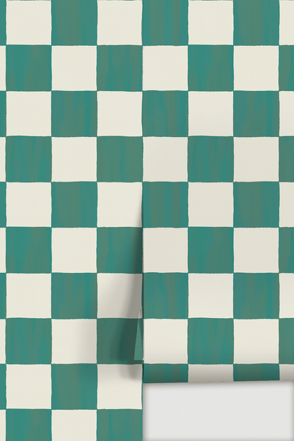 Checkers Wallpaper, teal