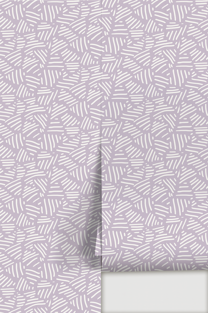 Simple Stripes Wallpaper, lavender and white