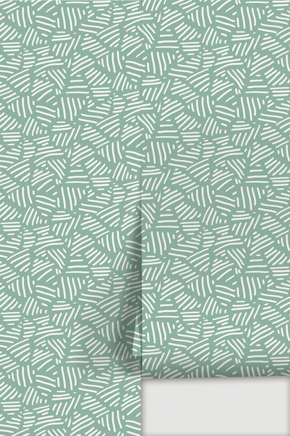 Simple Stripes Wallpaper, mint and white