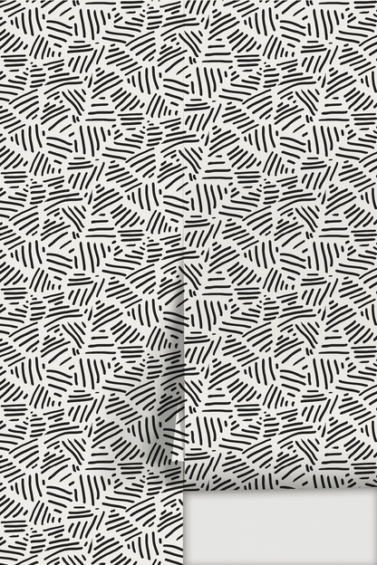 Simple Stripes Wallpaper, white and black