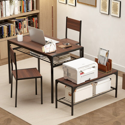 Industrial Style Rectangular Kitchen Table with Bench and Chairs