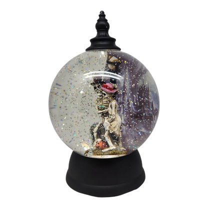 Spooky Love Skeleton Lighted Snow Globe
